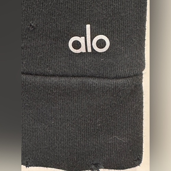 Alo Yoga Fierce Distressed Black Cropped Crewneck Sweatshirt - Picture 9 of 10